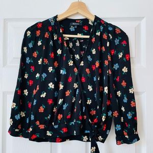 Madewell floral wrap blouse